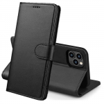 Coque pour iPhone 15 PRO - Portefeuille Noir Rabat Clapet Aimant&eacute; Rangement Cartes Phonillico&reg;