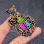 Rainbow Solar Quartz Handmade Copper Wire Wrap Tree Of Life Pendant 2.76 c8w18