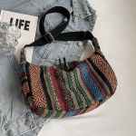 Large Capacity Ethnic Style Bag New Trendy Fashion Crossbody Dumpling Bag Ins Retro Versatile Shoulder Bag Women BLACK
