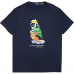 Polo Ralph Lauren SS24 Merendussport Karu Graafiline Tr&uuml;kk &Uuml;mmarguse Kaelusega L&uuml;hikeste Varrukatega T-s&auml;rk Meeste T-s&auml;rgid Tumesinine MNPOTSH1N820385-410 XS