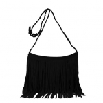 Naiste narmastega &otilde;lakott suure mahutavusega retro crossbody-kott boheemlaslik narmastega messenger-kott must