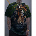 Meeste T-s&auml;rgid Loom Tiigri Mustriga 3D-tr&uuml;kiga Topid Suvine Uus Naiste Streetwear Mood &Uuml;lem&otilde;&otilde;duline Unisex T-s&auml;rk Meeste R&otilde;ivad XXS
