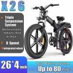 ENGWE X26 E-jalgratas Harjadeta mootor 1000W48V29.2AH Kahekordne aku Kolmekordne vedrustus Elektriline jalgratas 26-tolline Paks rehv Liikumisega Elektriline jalgratas X26 black1000W48V29.2AH