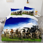 &Scaron;oti m&auml;giveise tekikott King/Queen suurus, talumaja loomapull voodipesukomplekt, naljakas armas taimtoiduliste tekkekate poistele t&uuml;drukutele EU single(135x200cm)