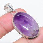 Natural Sage Amethyst Gemstone 925 Sterling Silver Jewelry Pendant 1.85 v7d55