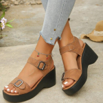 Vabaaja Mitmek&uuml;lgsed Rooma Sandaalid Naiste Suvised Ruudukujulise Ninaga Avatud Varbaga Platvorm Platvorm Rihmiga Sisse Libistatavad Maanduvusega Kontsaga Kingad 42 helepruun v&auml;rv