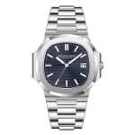 Specht&Sohne New Classic 5711 Meeste k&auml;ekell Roosa kuld Automaatsed mehaanilised kellad Ehtne nahk Safiirklaas Meeste kell 40MM-Versions sinine