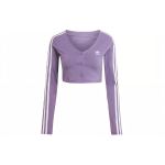 Adidas Originals Adicolor Classics N&ouml;&ouml;pidega T-s&auml;rk Triibuline Spordikardigan Pikkade Varrukatega Kudum Naiste Topid Tumehall Lilla IK6616 XXS