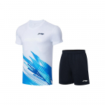 Li Ning Sulgpalli Seeria Kiiresti Kuivav Jahutav V-kaelusega L&uuml;hikeste Varrukatega T-s&auml;rk Keskmise V&ouml;&ouml;kohaga Sirge S&auml;&auml;rega L&uuml;hikesed P&uuml;ksid Korvpallikomplekt Unisex Spordir&otilde;ivad Valge AATT021-4 XXL