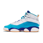 Jordan Air 6 Rings S&uuml;nteetiline Nahk TPU Trendikad Spordijalatsid K&otilde;rge S&auml;&auml;rega Laste Korvpallijalatsid Laste toss Valge Sinine 323399-105 37.5