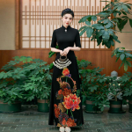 2025. aasta suvine sinine Ao Dai'st inspireeritud k&otilde;rgekvaliteediline Cheongsam kleit catwalk'i ja &otilde;htukandmiseks 2XL