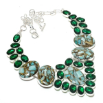 Natural Copper Larimar, Diopside 925 Sterling Silver Jewelry Necklace 18 b2k06