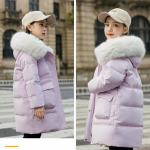 Laste sulejope, t&uuml;drukute uus keskmise pikkusega korea stiilis valge pardi sulejope, moodne paksendatud jope 120