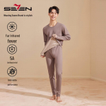 Septwolves Men's Antibacterial Heat-Generating Thickened Fleece Thermal Set XL-180
