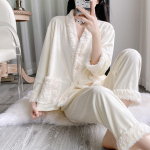 2025 S&uuml;gis/Talv Naiste &Uuml;hev&auml;rviline Jacquard-pajamikomplekt - Pikkade varrukatega, Pikkade p&uuml;kstega, Soe fliis Medium gray