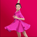 Laste Professionaalne Ladina Tantsukleit T&uuml;drukutele Saalitantsukleidid Rumba Cha Cha Samba Treeningkleit Ladina Esitus 110 roosa punane v&auml;rv