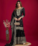 Naiste traditsiooniline riietus Raske Chinnon Salwar Kameez India Bollywood Pakistani Salwar Suit Palazzo komplekt M must
