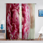 Roosad pojengid Lilleline kevadine akvarell L&auml;bikumavad voilest kardinad elutuppa, magamistuppa, k&ouml;&ouml;ki, aknaeesriided, &scaron;ifoonist t&uuml;llkardinad 1 PCS W100XH250cm&Grommet Top