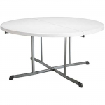 Table Ronde Pliante - LIFETIME - 25402 - 1,52 m - Granit Blanc - Acier Durable valge