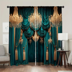 2 tk helesiniste lilledega pulmatr&uuml;kiga kardinaid, torutaskuga kardinaid 42*84, kodu kaunistamine, toa kaunistamine 14Wx39L(35x100CM)x2