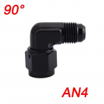 4AN 6AN 8AN 10AN 12AN Black Female to Male Union Flare 45 Degree 90 Degree Swivel Oil Fuel Hose Fitting Adapter Aluminium AN4 90Degree