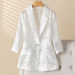 Suvine pitspluus &Otilde;huke aukudega Seitsme varrukaga Moodne Ametlik Kontori Naiste Jakk 4XL valge