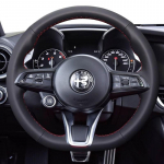 Hand-Stitched black leather suede non-slip car Steering Wheel Cover For Alfa Romeo Stelvio Giulia - 3