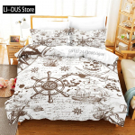 Meremehelik Piraadi Tekikate Komplekt Purjeka Teemaline Voodipesu Komplekt Palmi-saare Aare Havai rand Multikas Tekikate Komplekt T&auml;is EU Single(135*200cm)3pcs