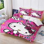 Hello Kitty Tr&uuml;kitud Magamistoa Voodipesu Komplekt Tekikott J&otilde;ulukingid Mugav Joonis Padjap&uuml;&uuml;riga EU Single(135*200cm)3pcs