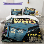 Doctor Who Mustriga Voodipesu Tekikott Komplekt Tekikott Padjap&uuml;&uuml;r Kodu Kaunistus Kingitus (1 * tekikott + 2 * padjap&uuml;&uuml;ri, ilma s&uuml;damikuta) 155x200cm