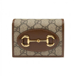 Gucci Horsebit 1955 Vintage Kuldne Pandla Logo L&otilde;uend ja Nahast Rahakott Unisex Rahakott Eebenipruun 621887-92TCG-8563 Basic Set (Bag+Dust Bag)