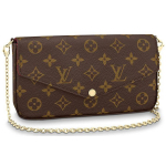 Louis Vuitton Felicie Pochette Klassikaline Monogramm Kaetud L&otilde;uend Ja Nahk Kolm-&uuml;hes Kett-Kott Naiste &Otilde;lakott Pruun M61276 Basic Set (Bag+Dust Bag)