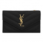 SAINT LAURENT YSL Kuldne Logo Teraline Reljeefne Tepitud T&otilde;mblukuga Veisenahast Rahakott Kaardihoidja Naiste Must Gift box set (basic set+original box)
