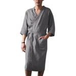 Meeste &ouml;&ouml;s&auml;rk Meeste hommikumantel Pehme Super vettimav pitskardigan Kolme neljandiku varrukatega Taskud Lahtine meeste hommikumantel 3XL gray