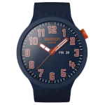 SWATCH THE BOLD Kvartsliikumisega Unisex K&auml;ekell 47mm Sinine sihverplastikust korpus Silikoonrihm SB01S700 Blue Dial