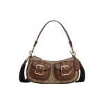 Coach Ashton 25 Nimesildiga Pandla Riistvara T&otilde;mblukuga Sulgemine L&otilde;uend Nahaga Baguette &Otilde;la Crossbody Kott Keskmine Naiste kotid Pruun CP114-IMBDX Gift Box Set (Basic Set+Yellow Box)