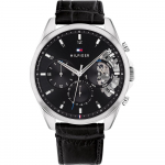 Tommy Hilfiger Baker Must sihver Must nahk Meeste kvartskell 1710449 must