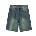 VibeStreet Suvised Denim L&uuml;hikesed P&uuml;ksid Meeste Lahtised Korea Stiilis Retro L&uuml;hikesed Teksad Moodsad Pesetud Vabaaja P&otilde;lvepikkused P&uuml;ksid N S sinine