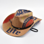 Uus paberk&otilde;rrest L&auml;&auml;ne-Kauboi M&uuml;ts Naistele Meestele Klassikaline Ameerika Lipuga Cowgirl M&uuml;ts Panama Jazz M&uuml;tsid Sombrero Hombre 56-58cm khaki