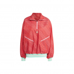 Adidas Originals 70ndate logo kogu pinnal tr&uuml;kitud poollukuga laia l&otilde;ikega pullover pikkade varrukatega jakk Naiste jakk Hele-punane IK7884 M
