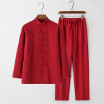 Meeste Hiina stiilis pikkade varrukatega Tang-&uuml;likonna komplekt konn-n&ouml;&ouml;pidega - Retro tee ja Tai Chi kahet&uuml;kiline M for 95-118 lbs