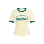 Adidas Originals Retro Graafilise Prindiga &Uuml;hendatud Kitsa L&otilde;ikega Spordis&auml;rk Naiste Topid Kollane IT9868 XS