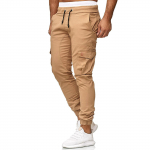 Meeste dressip&uuml;ksid vabaaja elastsed s&ouml;rkimisp&uuml;ksid Sport Solid kottis taskud p&uuml;ksid S khaki