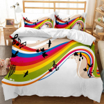 Muusikasarja tekikotikomplekt Vikerkaarev&auml;rvilised noodid Tie-dye voodipesukomplekt Muusikaline pidu Kahekohaline Queen-suurus King-suurus Pol&uuml;ester tepikott 135x200cm