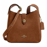 COACH Hadley 25 Kuldne Logo Suede Crossbody &Otilde;lakott Keskmine Naiste Kollane Oker kuld