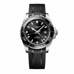 LONGINES HYDROCONQUEST Concas sukeldumissarija GMT automaatne mehaaniline liikumine 300 43mm must sihver roostevabast terasest korpus kummirihm L3.890.4.56.9 must
