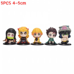 5 tk/komplekt Demon Slayer Q versioon istuv figuurm&auml;nguasi Anime Kimetsu no Yaiba Tanjiro Nidouzi Inosuke Zenizu PVD figuurmudel nukk 4-5CM