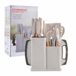 Silikoonist k&ouml;&ouml;gitarvete komplekt, noakomplekt, igap&auml;evased k&ouml;&ouml;giriistad, spaatel, lusikas, kraapija, l&otilde;ikelaud hoiustamisega Off-white kitchenware 19-piece set 1500g