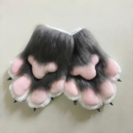 Fursuiti k&auml;pad Karvased k&auml;pad Piiksujatega Pehme pl&uuml;&uuml;s Fursuiti aksessuaar Laste Cosplay Loomakindad Peokost&uuml;&uuml;mi rekvisiidid One Size tumehall v&auml;rv
