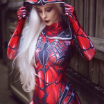 Kost&uuml;&uuml;m &Auml;mbliknaistele Valge ja Punane Naissoost Gwen &Auml;mbliknaiste Cosplay Tihedalt Istuv Kombinesoon Halloweeni Etendus Kost&uuml;&uuml;m 180-190 valge